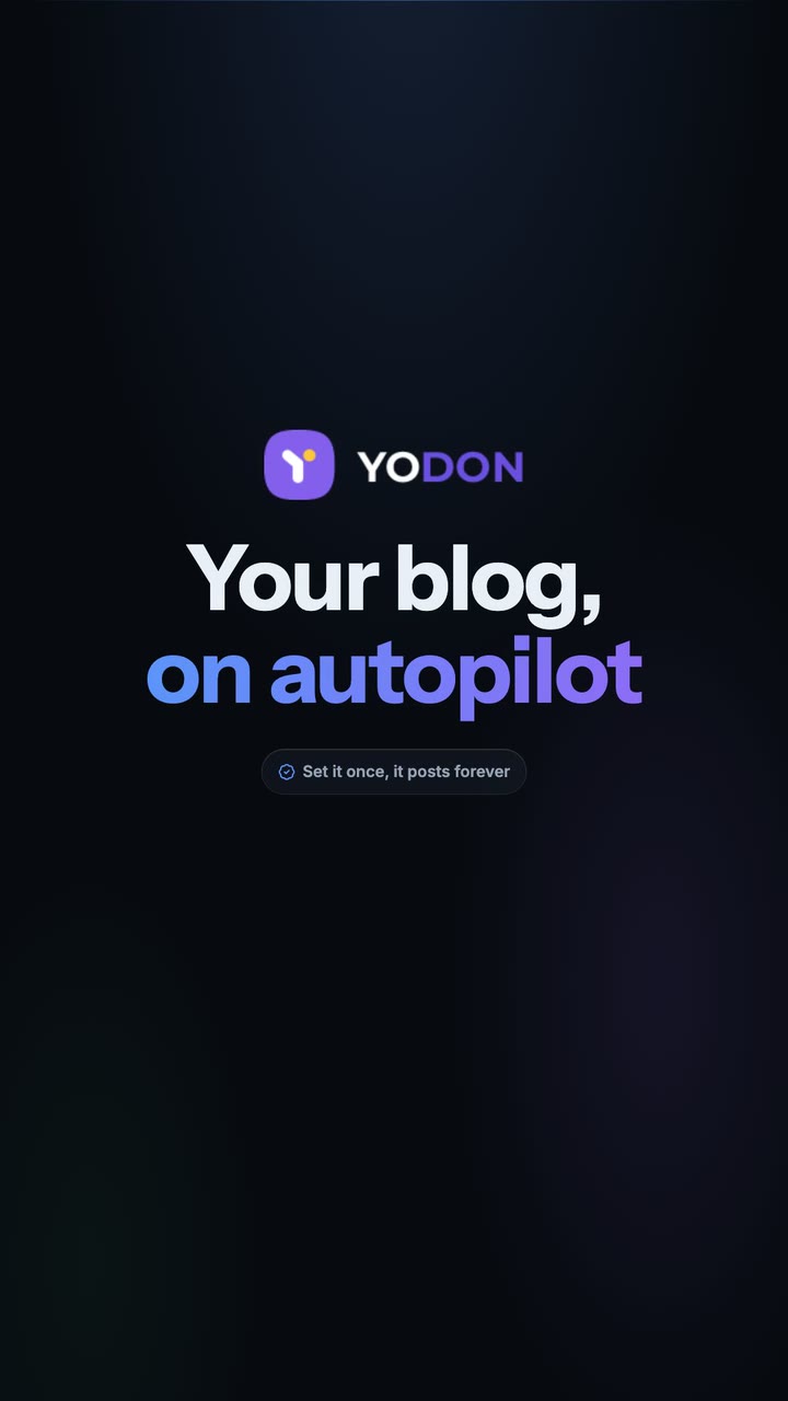 The opening frame of the Blogtend product tour: the wordmark above the line “Your blog, on autopilot”